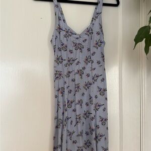 Topshop Blue Floral Midi Dress